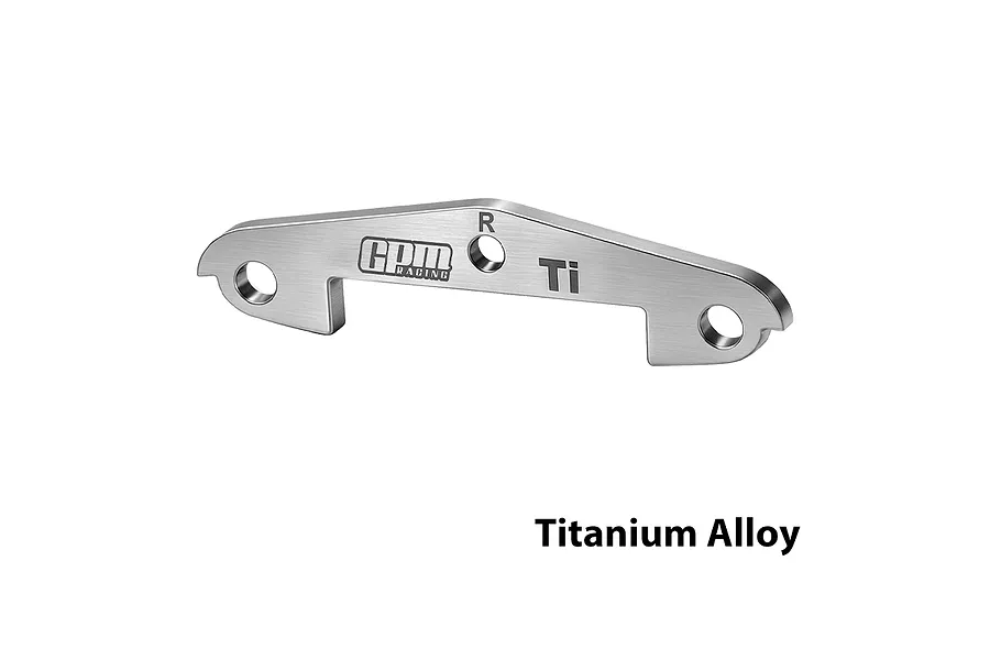 GPM Titanium Rear Suspension Pin Brace shown against a plain white background with laser etched GPM Racing and Ti text.