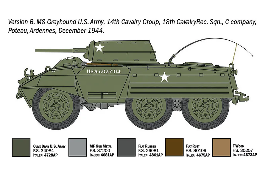 Italeri 1/72 M8 Greyhound / M20 Scaled Plastic Model Kit image 4