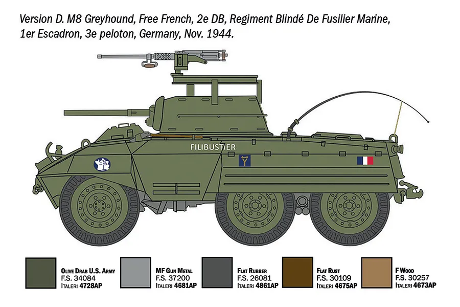 Italeri 1/72 M8 Greyhound / M20 Scaled Plastic Model Kit image 6