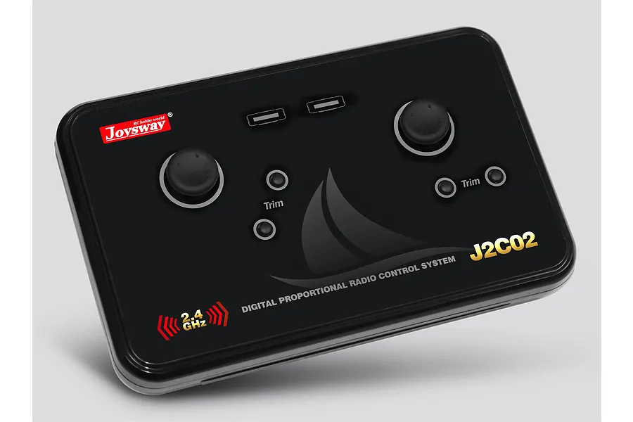 Joysway J2C02 2.4GHz digital proportional radio control transmitter for RC boats against a plain white background.