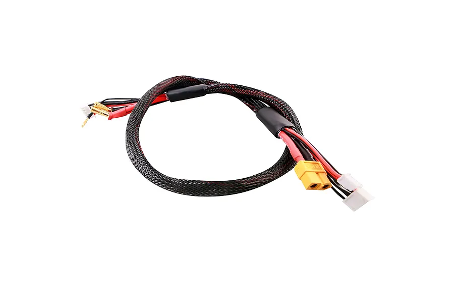 Gens Ace 5mm/XT60 2S/4S G-Tech charge cable coiled neatly against a clean white background.