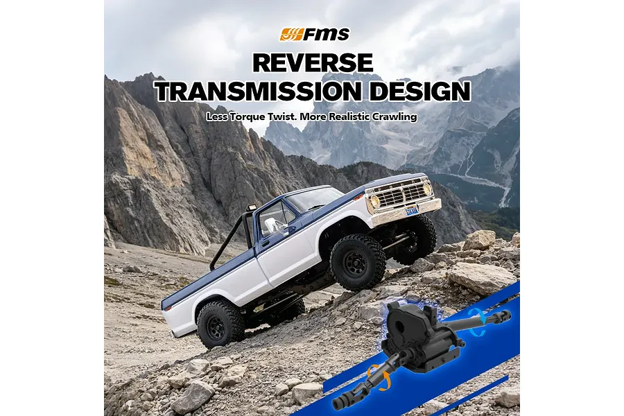 FMS FCX18 II Ford F-100 RC Rock Crawler Electric 4WD 1/18 Scale RTR - Blue/White image 15