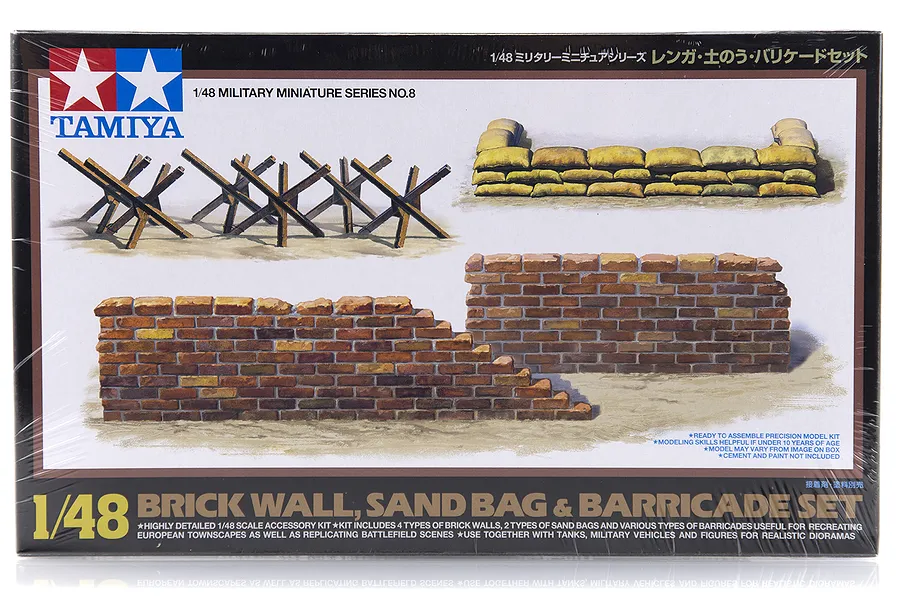 Tamiya 1/48 Brick Wall Sand Bag &amp;amp; Barricade Set Scaled Plastic Model Kit image 16601