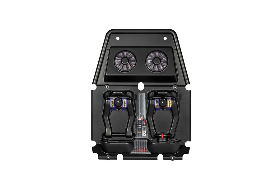 Arrma interior set with decals for Mojave 6S V3 featuring black plastic cockpit trays and dual driver seats.