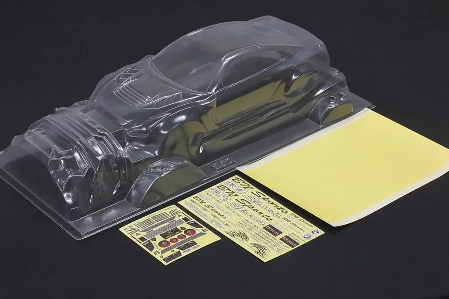 Pandora RC R35 GT-R BN-Sports clear polycarbonate RC body shell with included decal sheets and window masks.