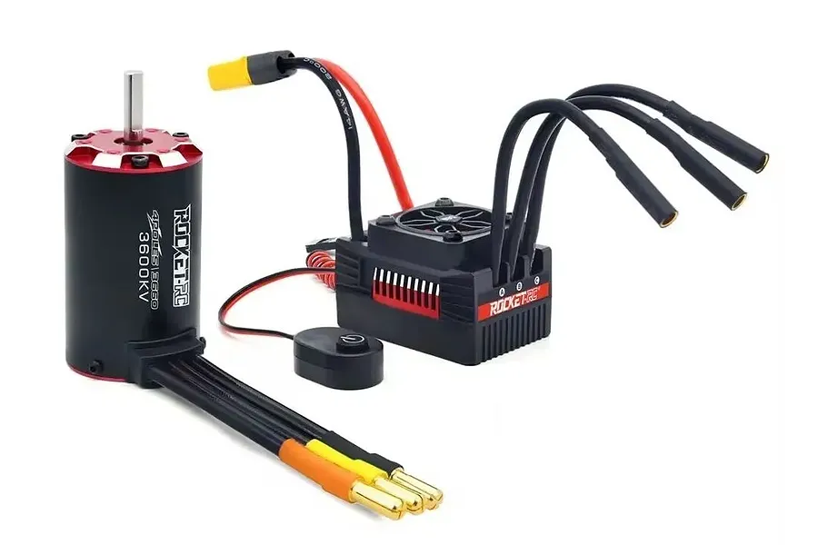 Surpass Rocket V2 brushless motor and electronic speed controller combo on a white background