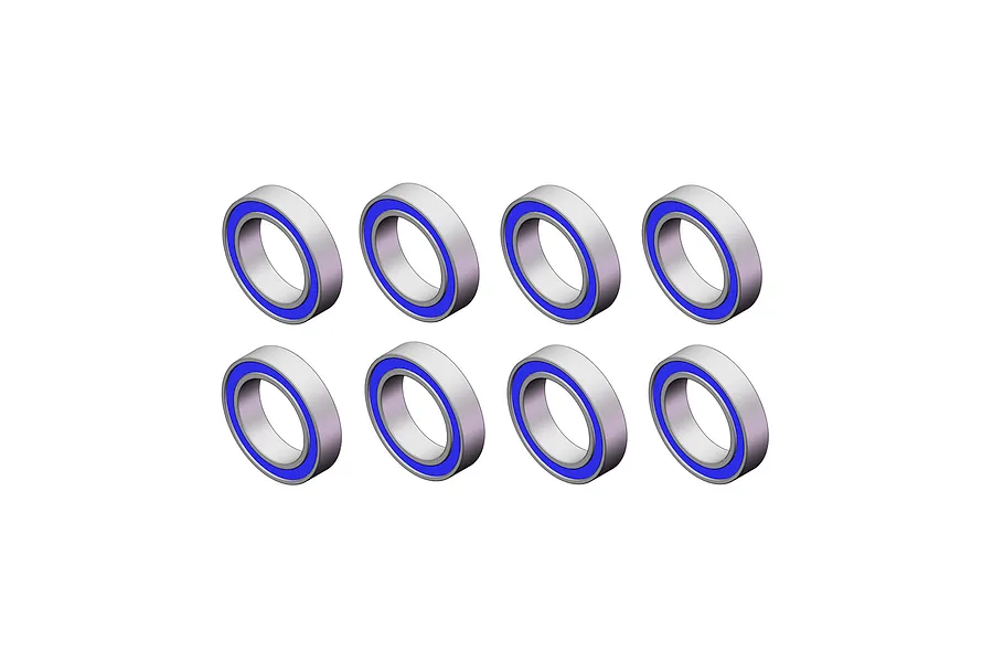 Eight RGT rubber shielded ball bearings arranged in two rows of four on a plain white background.