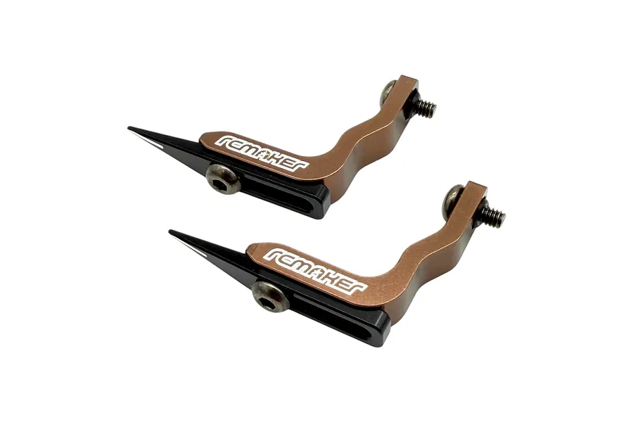 RC Maker adjustable caster tool set of two pieces featuring brown anodized metal and black pointer tips against a white background.