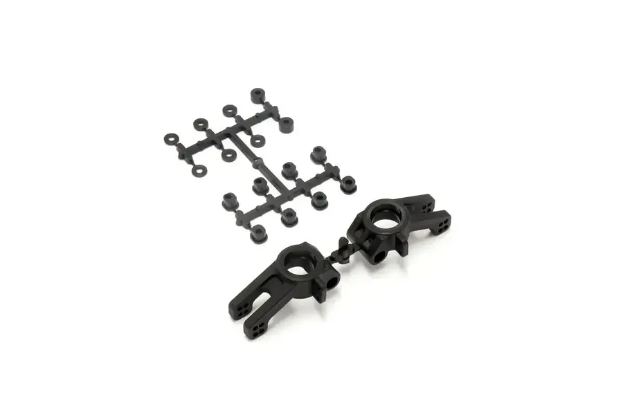 Kyosho Rear Hubs 2Pcs spare parts shown on a white background, including moulded plastic suspension parts and small components on sprues.
