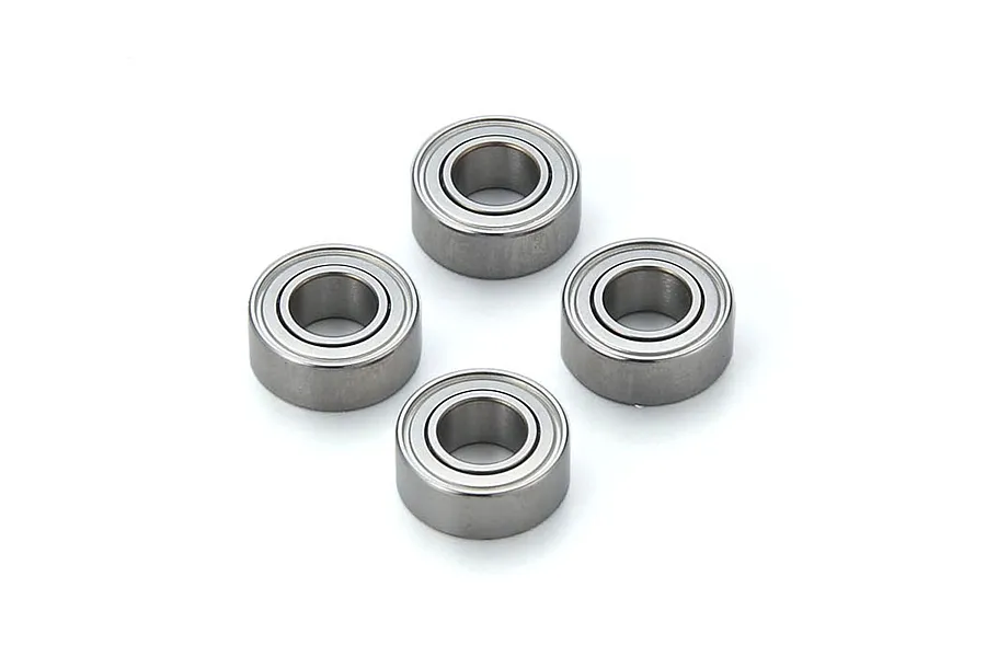 Four metal shielded ball bearings arranged in a diamond pattern against a plain white background.