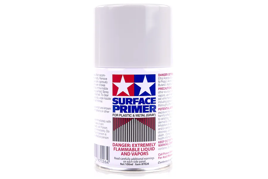 Tamiya Surface Primer Spray for Plastic &amp;amp; Metal (Grey) 100ml image 16906