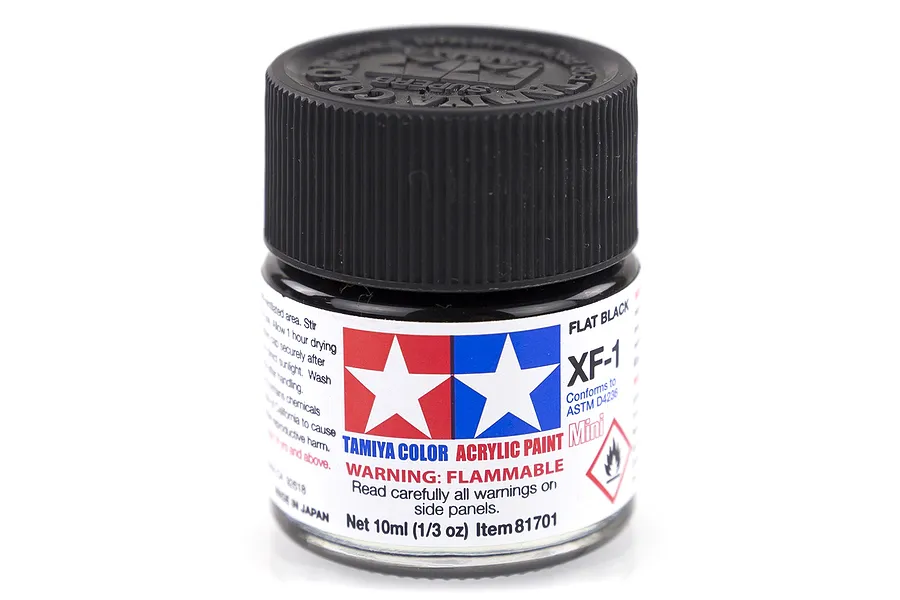 Tamiya XF-1 Flat Black Flat Acrylic Paint 10ml image 16918