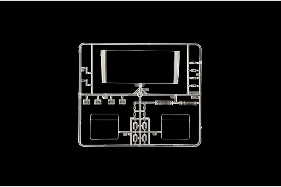Clear plastic parts sprue containing windshield and window components for the Italeri Renault AE500 Magnum model kit.