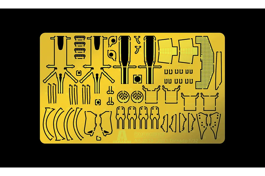 Photo-etched metal upgrade fret for Italeri 1/32 Tornado GR.1 model kit, featuring various detailed parts.