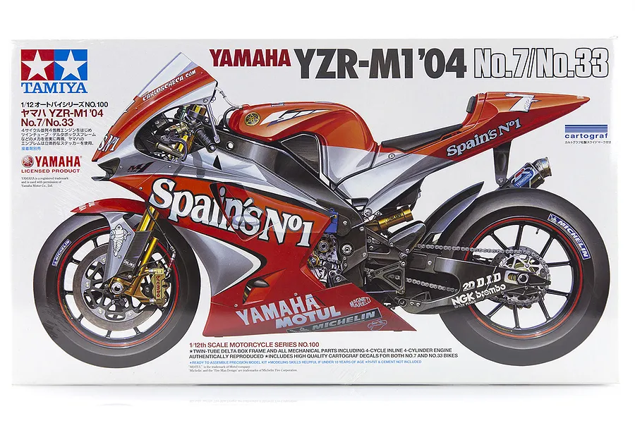 Tamiya 1/12 Yamaha YZR-M1 04 No.7/No.33 Motorcycle Plastic Model Kit image 16956