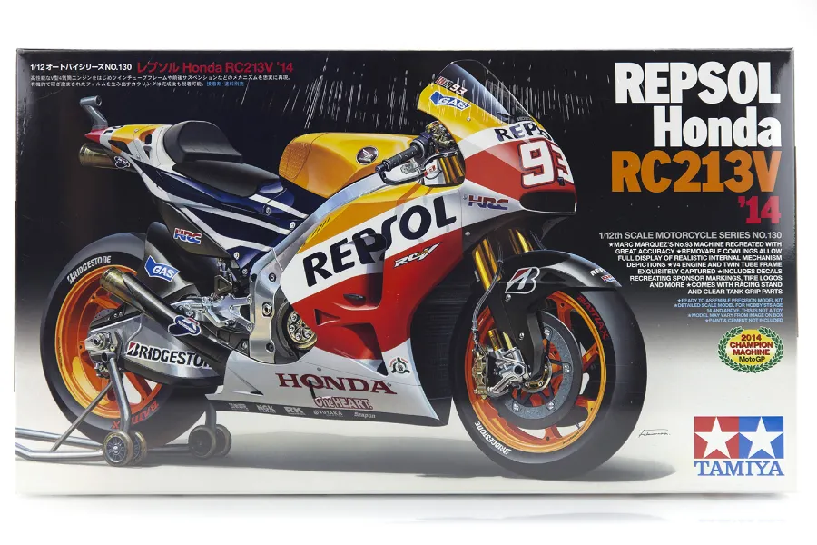 Tamiya 1/12 Repsol Honda RC212V 14 Motorcycle Plastic Model Kit image 16966