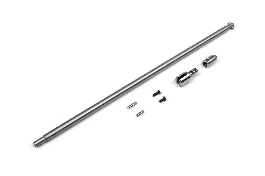 BlackZon steel centre driveshaft and drive cup set laid out on a clean white background.