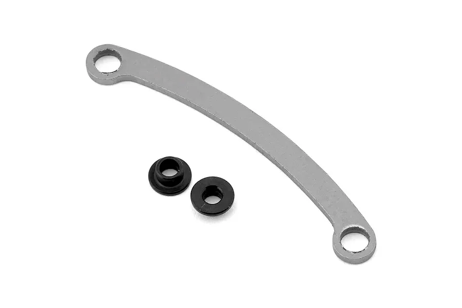 Maverick steering plate set featuring a curved metal plate and two black plastic bushings against a plain white background.