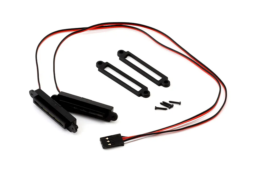 Maverick Front and Rear LED Light Set components including LED light housings, mounting brackets, wires with connector, and screws.
