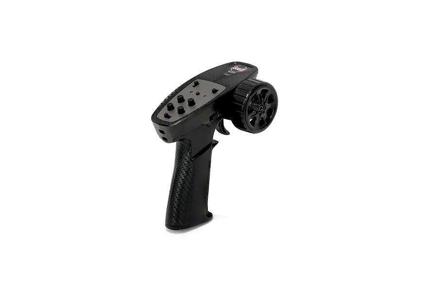 RGT MG4-BS 2.4GHz RC transmitter in black with a steering wheel and control buttons against a white background.