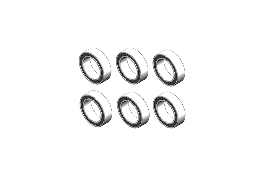 Set of six RGT rubber shielded ball bearings shown in a 3D diagram against a plain white background.