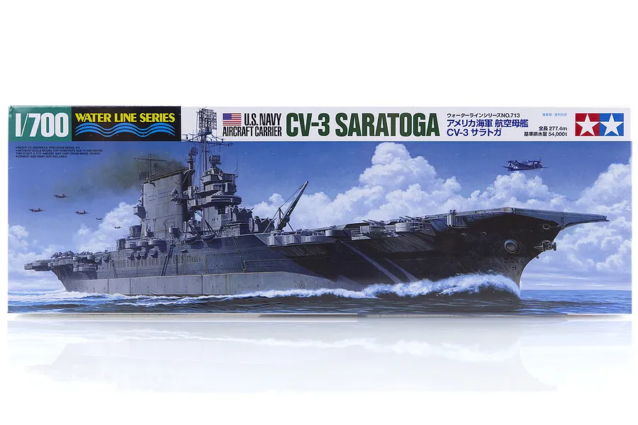Tamiya 1/700 U.S. CV-3 Saratoga Aircraft Carrier (Waterline Series) Plastic Model Kit image 16993