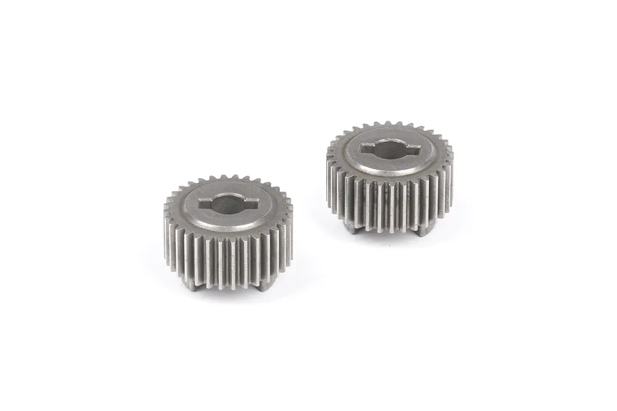 Two metal RGT 32T drive gears shown from a top-angle view on a clean white background.