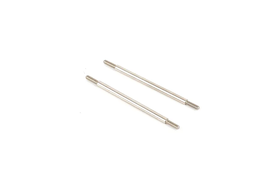 Two metal threaded servo linkage rods displayed against a clean white background.