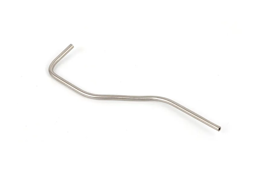 A silver-colored bent metal tube for an RGT RC vehicle displayed on a plain white background.