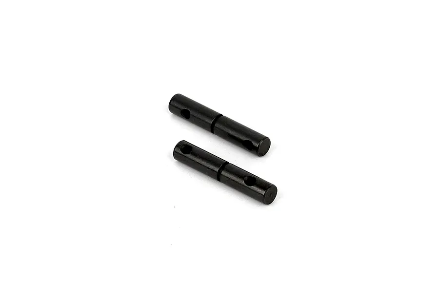 Two black metal distributor axles for RGT RC models shown side by side on a plain white background.