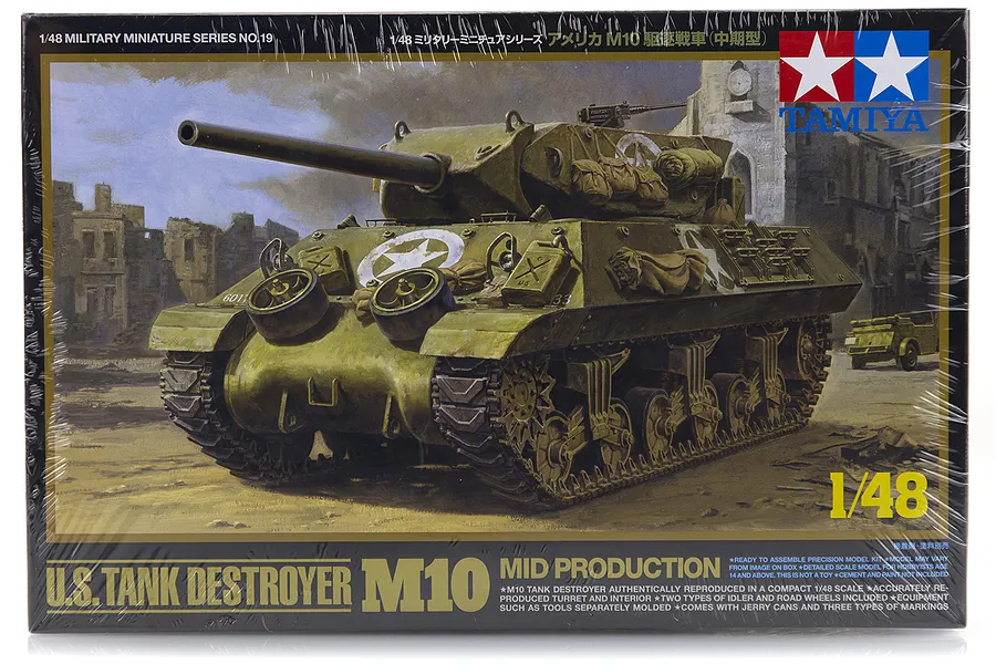 Tamiya 1/48 U.S. M10 Tank Destroyer Mid Production Tank Scaled Plastic Model Kit image 17003