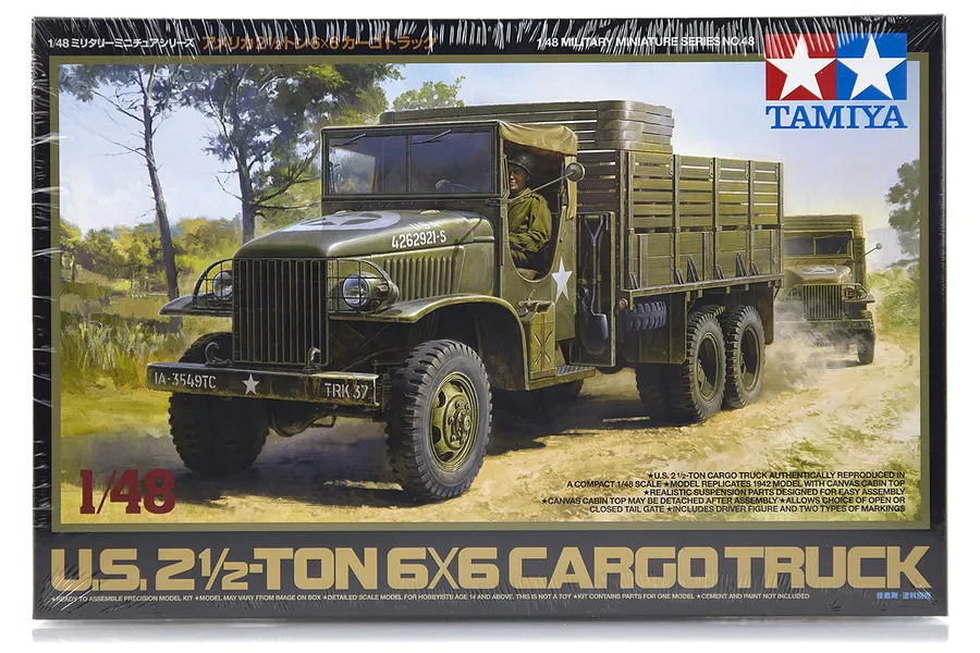Tamiya 1/48 U.S. 2.5 Ton 6x6 Cargo Truck Scaled Plastic Model Kit image 17021