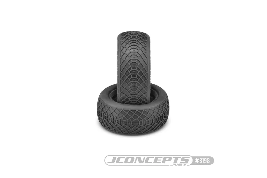 Two JConcepts Ellipse 2.2 inch front RC buggy tyres with intricate tread patterns shown against a white background.