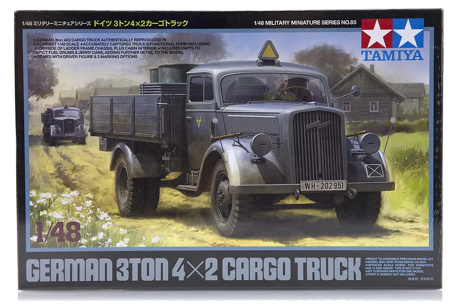 Tamiya 1/48 German 4x2 Cargo 3 Ton Truck Scaled Plastic Model Kit image 17048