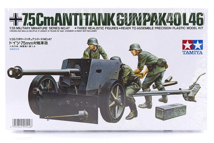 Tamiya 1/35 German 75mm Pak 40/L46 Anti-Tank Gun Scaled Plastic Model Kit image 17057
