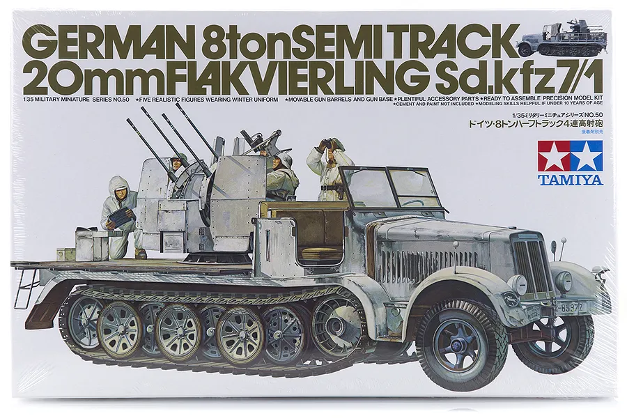 Tamiya 1/35 German 8 Ton Half-Track with 20mm Flakvierling (Sd.Kfz. 7/1) Scaled Plastic Model Kit image 17058