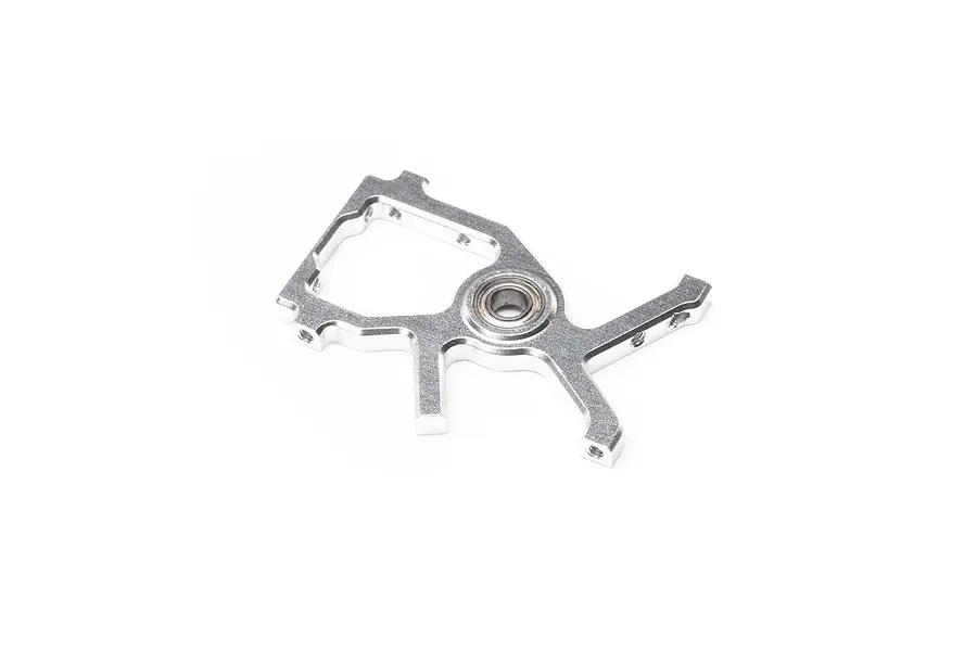 Blade aluminium upper bearing block and servo mount with pre-installed bearing against a white background.
