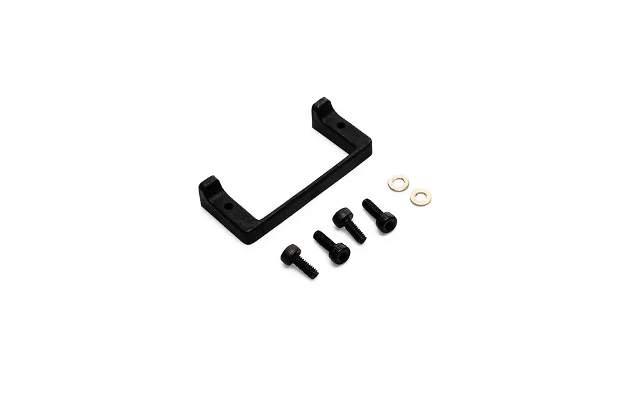 Blade Tail Servo Mount set including a black plastic bracket, four screws, and two washers on a white background.