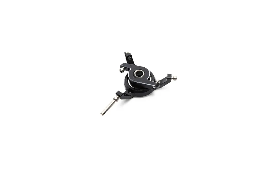 Blade black aluminium RC helicopter swashplate shown on a plain white background.