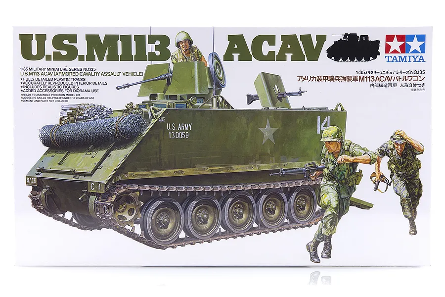 Tamiya 1/35 U.S. M113 Armoured Cavalry Assault Vehicle Scaled Plastic Model Kit image 17078