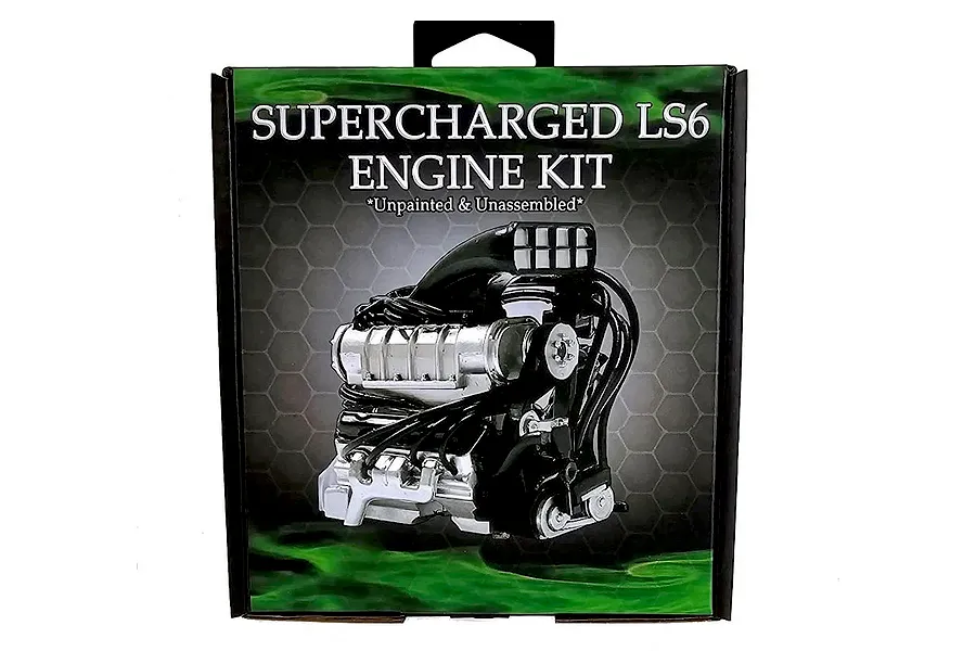 Packaging box for DDA Supercharged LS6 Engine Kit showing an assembled engine photo on the front cover.