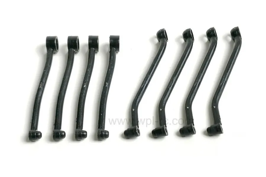 WPL Chassis Link Set for RC vehicles arranged on a white background, showing eight black plastic suspension links.