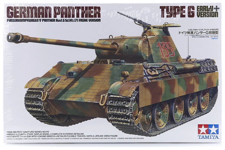 Tamiya 1/35 German Panzerkampfwagen V Panther Ausf. G Fruhe Version (Sd.Kfz. 171) Fruhe Version Tank Scaled Plastic Model Kit image 17088