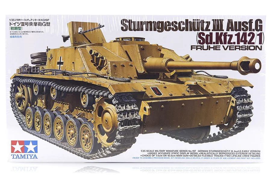 Tamiya 1/35 German Sturmgeschutz III Ausf. G Fruhe Version (Sd.Kfz. 142/1) Fruhe Version Self-Propelled Gun Scaled Plastic Model Kit image 17092
