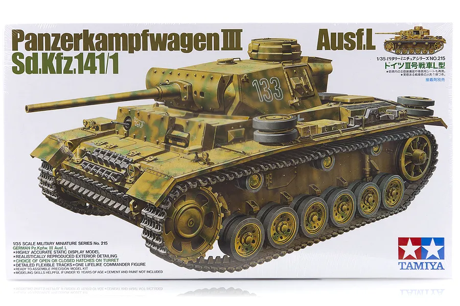 Tamiya 1/35 German Panzerkampfwagen III Ausf.L Tank (Sd.Kfz.141/1) Scaled Plastic Model Kit image 17098