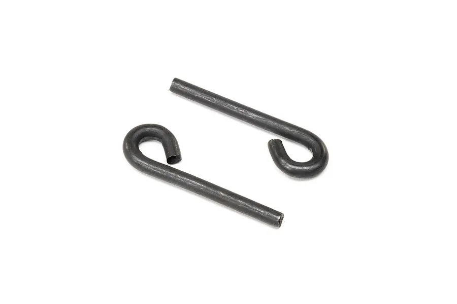 Two black metal brake cam arm pins shown against a clean white background.