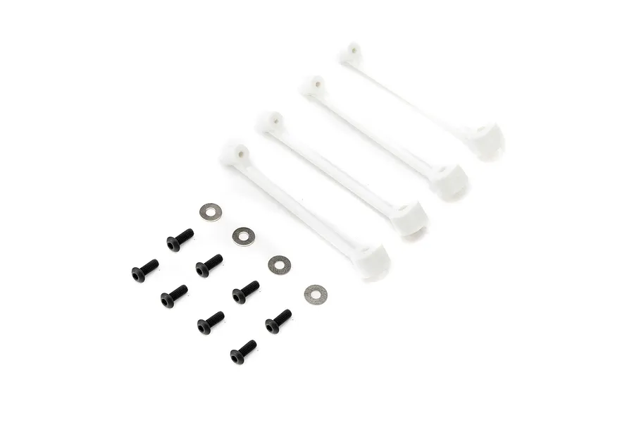 Losi white support strut set with matching metal screws and washers on a white background.