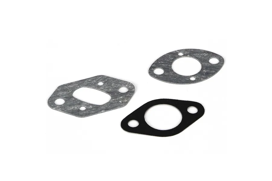 Losi carburettor mounting gasket set featuring three distinct shaped gaskets on a plain white background.