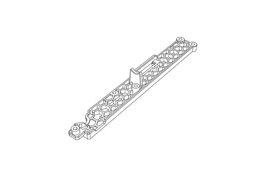 Black and white line art diagram of the MJX RC centre chassis part featuring a honeycomb structural design.