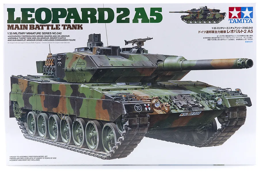 Tamiya 1/35 German Leopard 2 A5 Battle Tank Scaled Plastic Model Kit image 17112